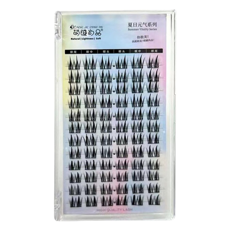 Pestaña Linda Shangpin oreja de trigo de doble punta pestañas postizas trilogía perezosa de dibujos animados de un solo racimo dividido pestañas naturales de tallo fino