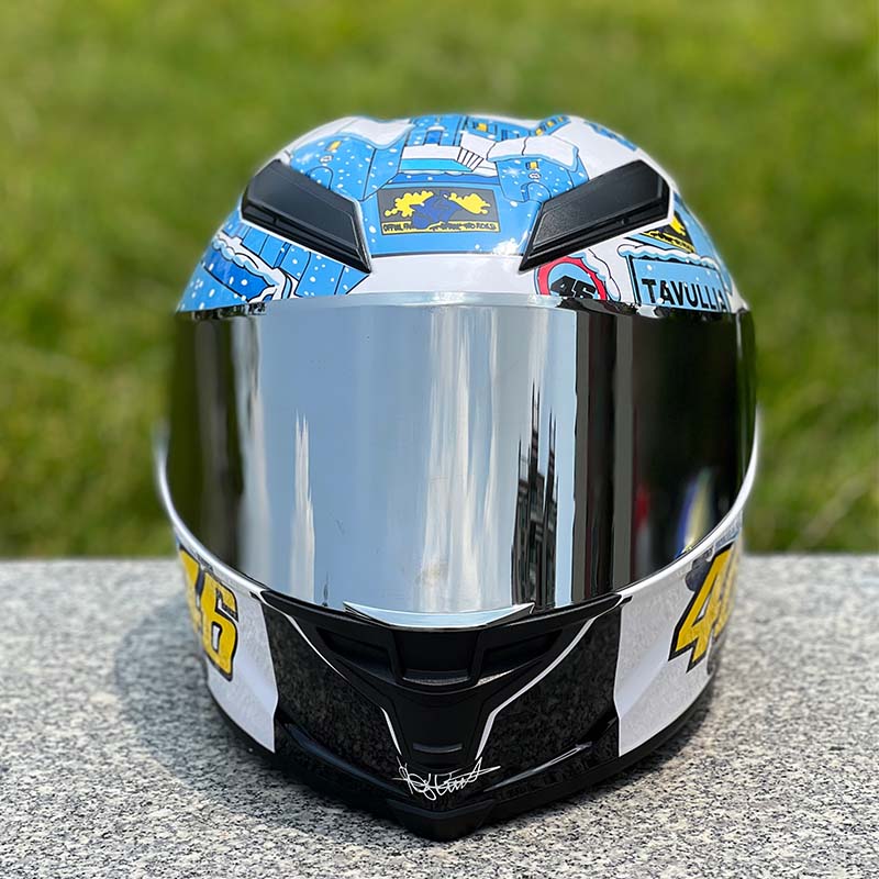 Motorcycle Helmet Personalized Snow House Style with Extended Spoiler