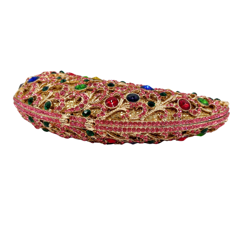 Túi clutch nữ cầm tay dự tiệc đính đá kim cương phong cách châu Âu — Màu vàng nhạt, Màu hồng vàng kim, Đế vàng kim cương, Màu bạc chi tiết 4