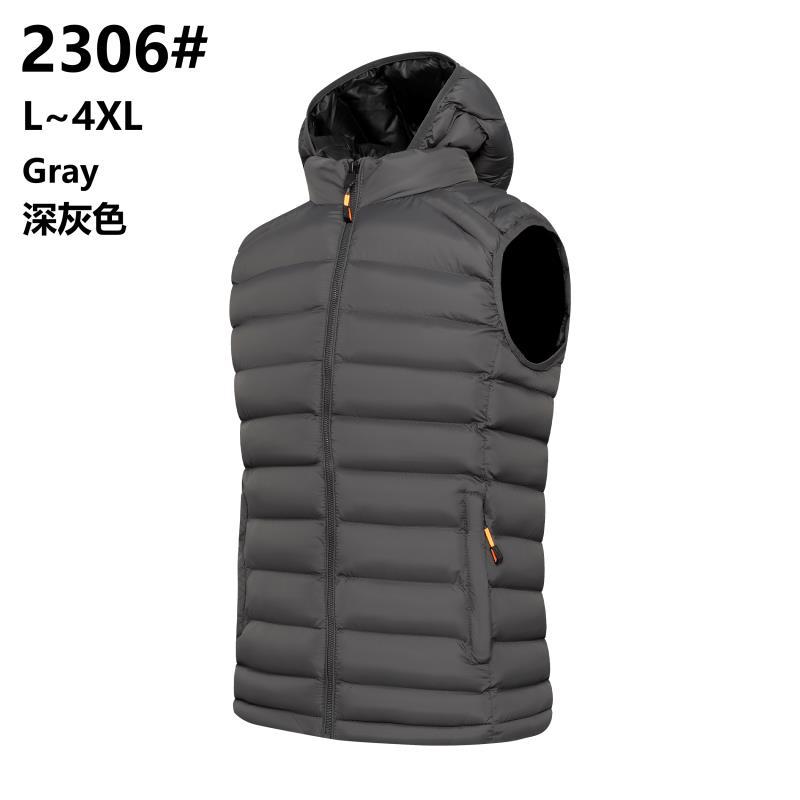 2023 nuevo chaleco de los hombres transfronteriza Venta caliente Chaleco de algodón más tamaño chaleco otoño e invierno abrigo de los hombres con capucha logotipo forrado de lana