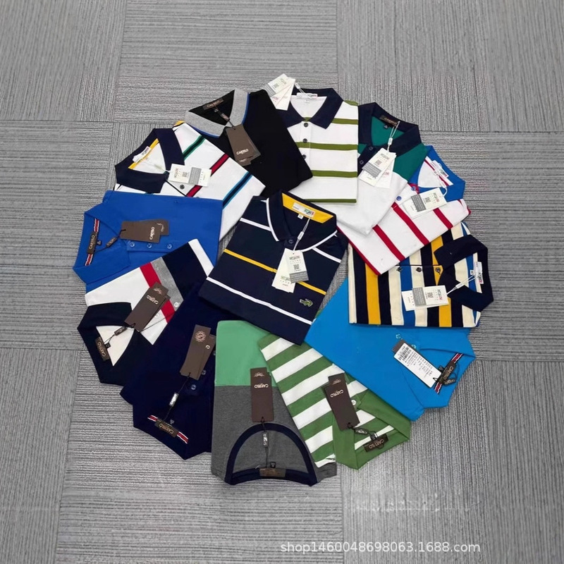 Cheap Export Polo Shirts for Middle-Aged Men, 1-2 Yuan, Turn-Down Collar Short-Sleeve Workwear, Cross-Border Men's Polo Shirts