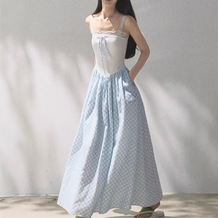 Oakmoo Basic*流动的本真 天丝麻假两件显瘦修身吊带连衣裙