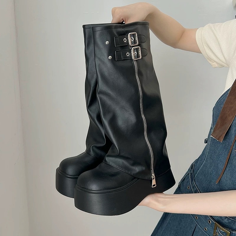 2024 New Retro British Style Thick-Soled Martin Boots for Women, Autumn Slimming Trendy Stacked Short Boots