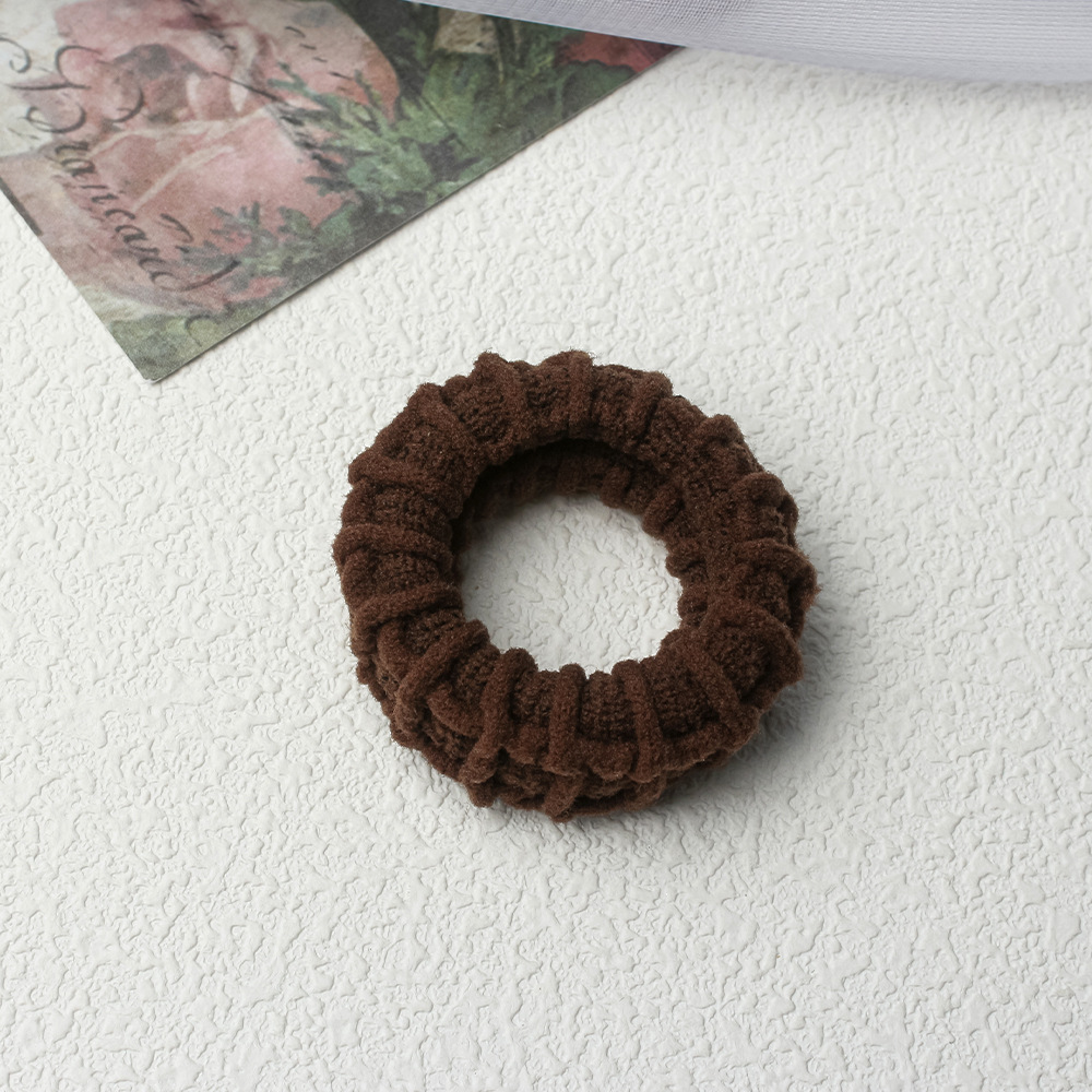 두껍고 탄력있는 머리끈 - 브라운