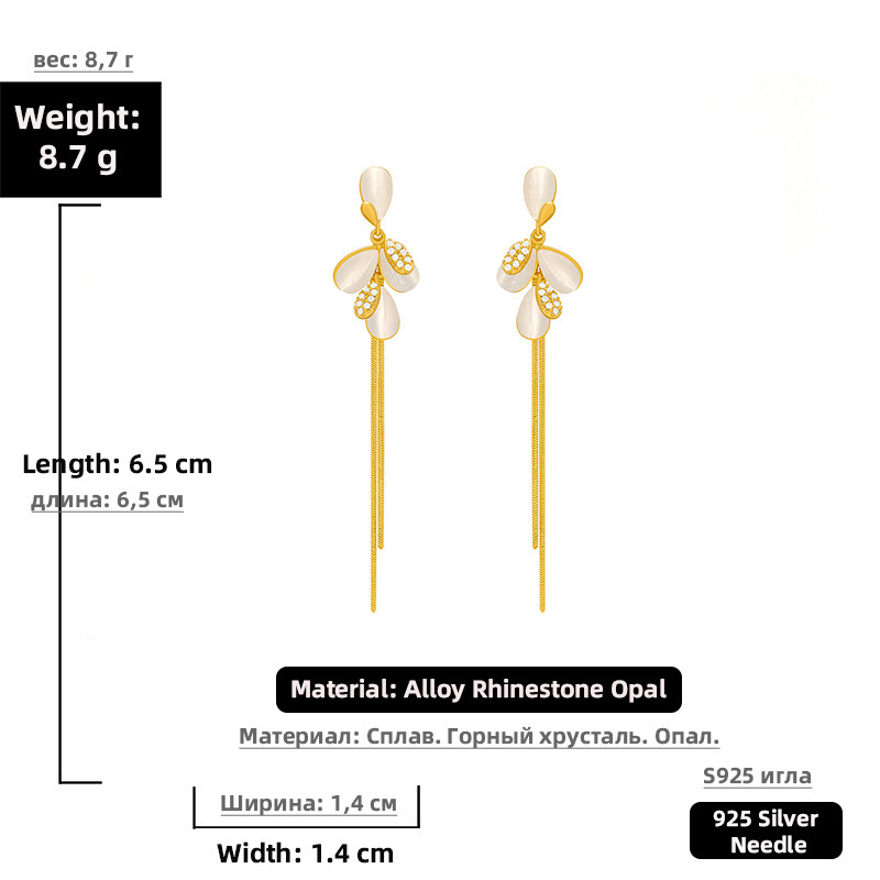 9g Weight Artificial Gemstones Inlay Material Earrings Classification Housewarming, Anniversary, Business, Wedding, Travel, Birthday, Festival Occasion Alloy Material Flower Pattern Women'S Gender Simple Style Style Silver Color Simple Style Flower Alloy Artificial Gemstones Drop Earrings 2