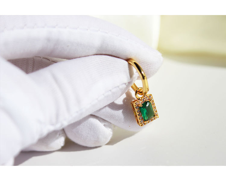 Retro Geometric Copper Inlay Zircon Dangling Earrings 1 Pair