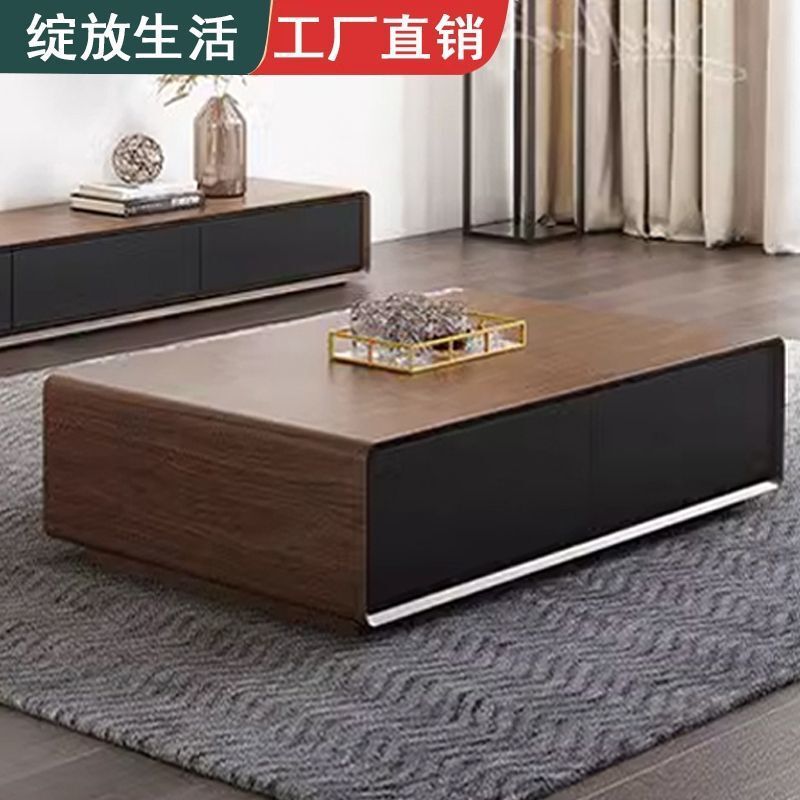 全無垢材コーヒーテーブル引き出しテーブルリビングルームホームモダンシンプル中国風クリエイティブハイエンドミニマリストティーテーブルティーテーブル|undefined