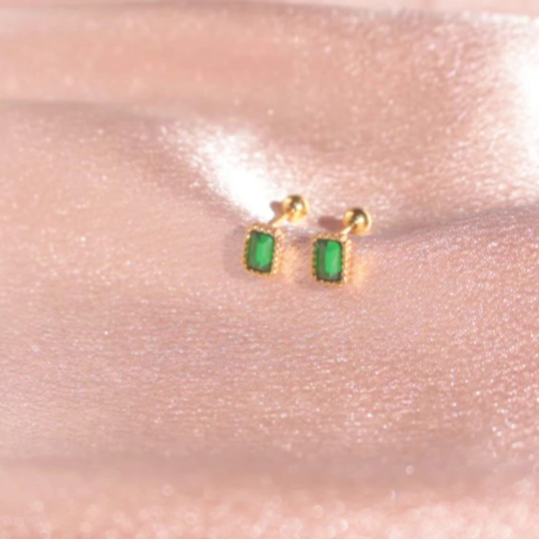 5g Weight Gem Inlay Material Ear Studs Classification 1 Pair Quantity 1 Pair Simple Style Square Inlay Titanium Steel Gem Ear Studs