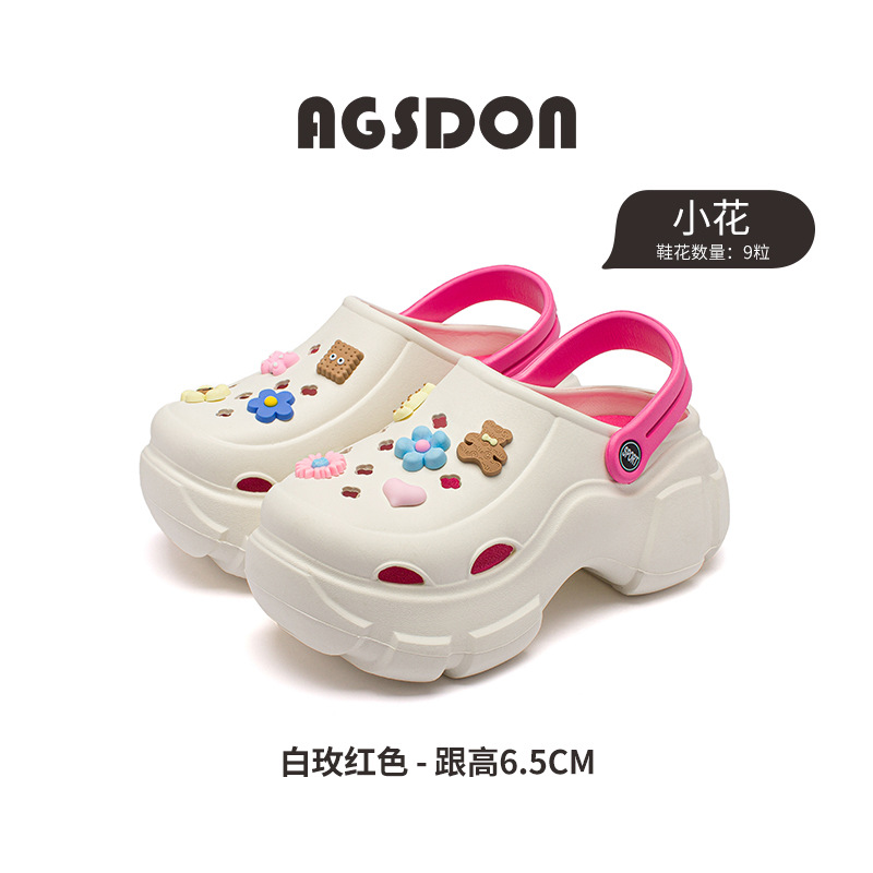 Augustion zapatos con agujeros de suela gruesa para mujer 2025 ropa de verano nueva playa con suela suave, sandalias y pantuflas de eva