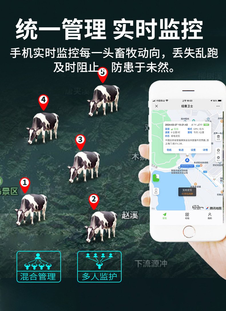 4G Solar-Powered GPS Locator for Cattle and Sheep, Anti-Loss Tracker, Waterproof, Anti-Theft, Beidou Satellite Positioning