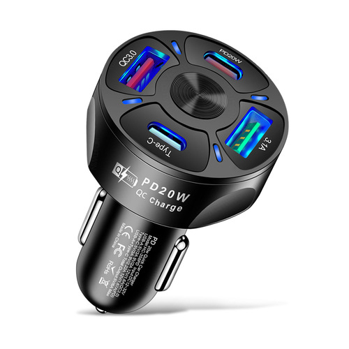 Dual line 20W PD+QC3.0 3.1A 2USB fast charging car charger car charger one to four multi-port car charger