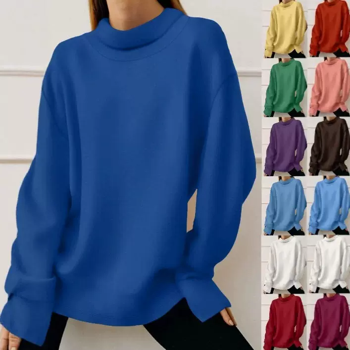 2025新款欧美跨境temu亚马逊秋冬爆款时尚简约纯色长袖卫衣百搭