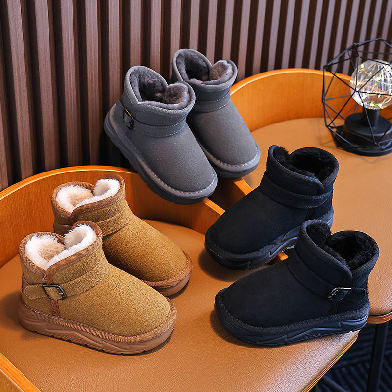 Botas de nieve para niños 2024 nuevas botas de invierno para niñas botas de invierno otoño y invierno de lana para niños zapatos de algodón de nieve zapatos de bebé