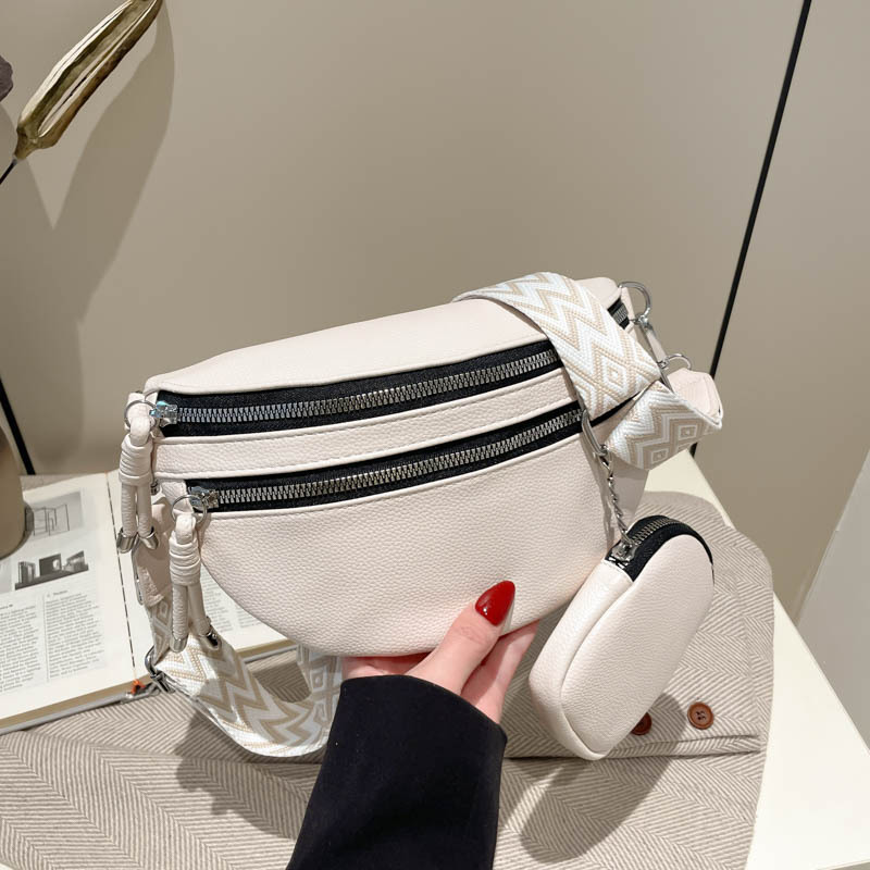 Moda 2024 invierno nuevo tipo de correa de hombro ancha estilo extranjero simple bolso de hombro casual de color sólido bolso de transporte ligero