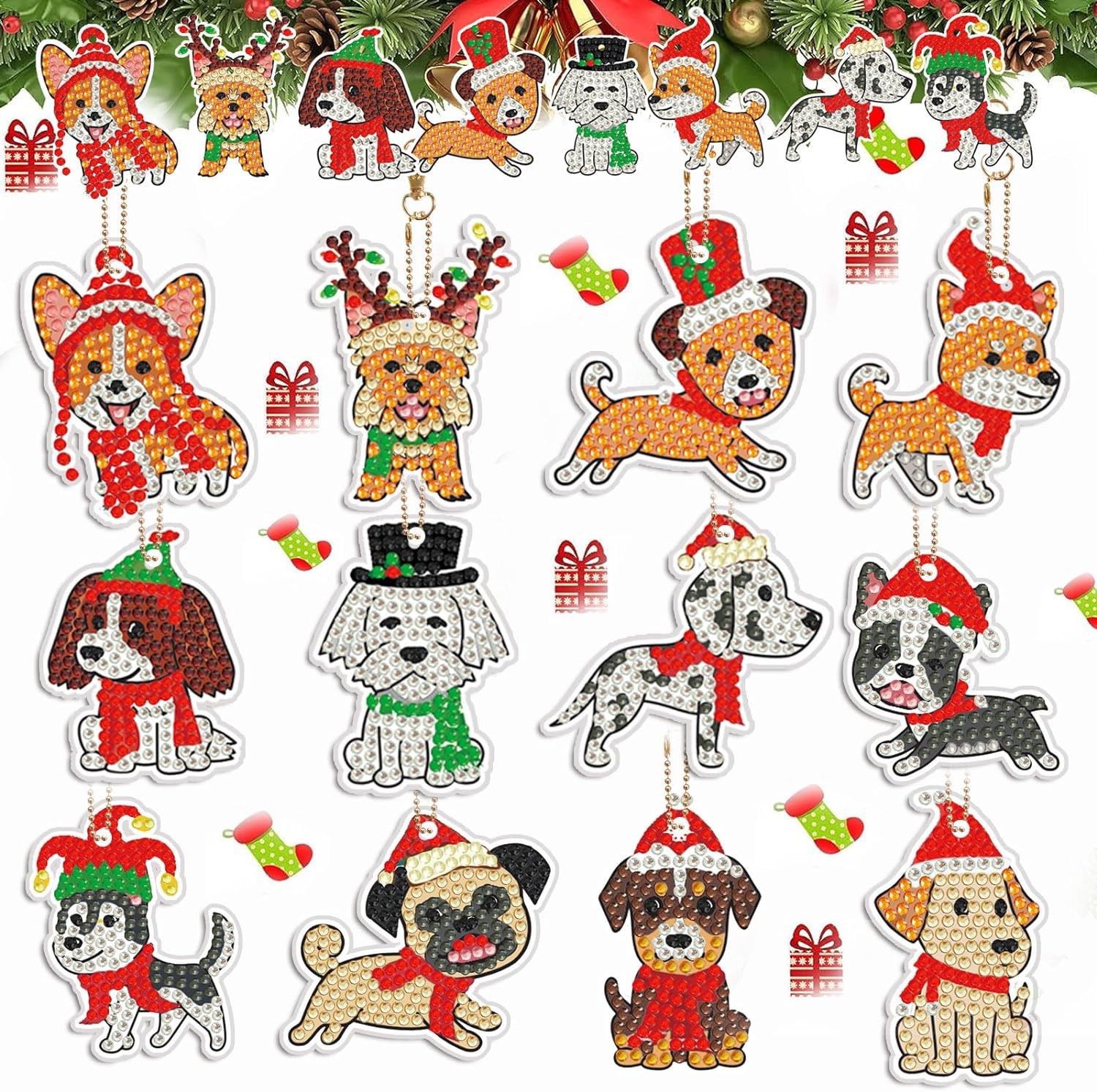 Pintura de Diamantes Navideña 2025, Pintura de Diamantes de Halloween, Llavero DIY Hecho a Mano, Fabricante de Origen Transfronterizo