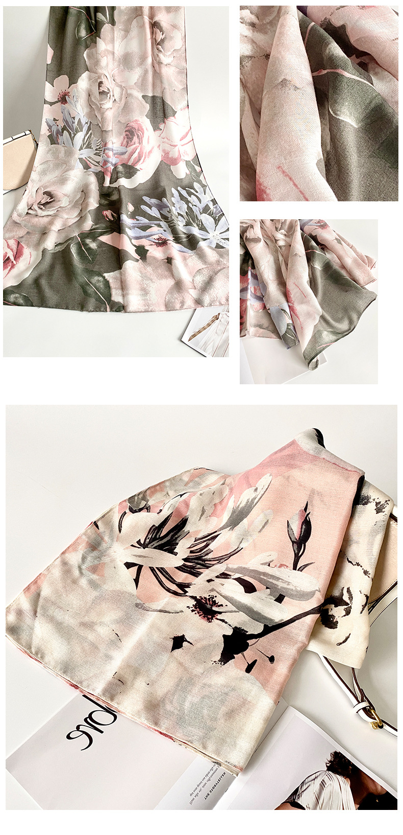 150g Weight Silk Scarf Classification Beach Occasion Polyester Material Printing Pattern Summer, Spring Season Women's Gender Elegant, Vacation Style Women's Elegant Vacation Printing Polyester Silk Scarf 5