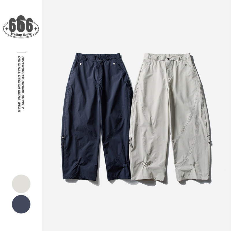 CROWD CITY春秋新款日系复古户外机能风长裤男裤子宽松伞兵裤Y582|undefined