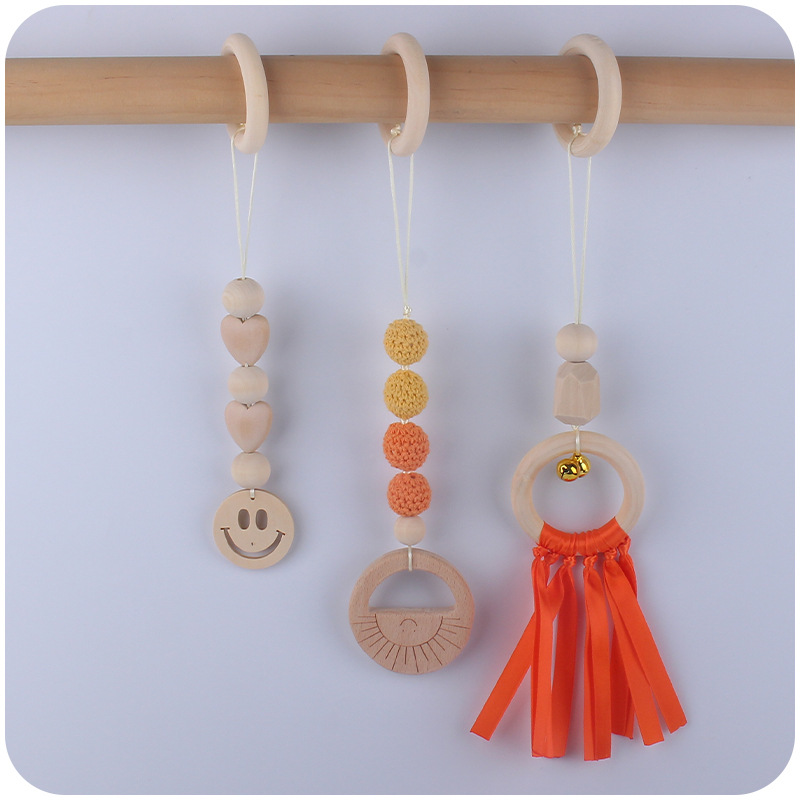 Nuevo bebé suministros de dibujos animados animal haya mordedor calmante bebé juguete pequeña campana fitness rack traje