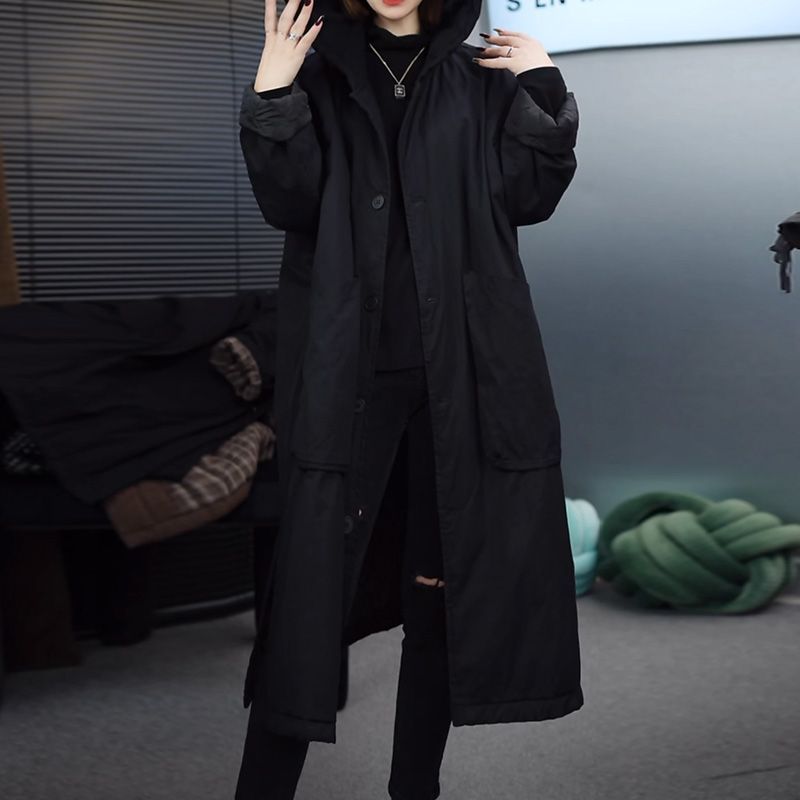 高档韩版休闲长款棉服外套女冬季新款大码夹棉加厚保暖棉衣棉袄子|undefined