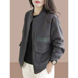 2025春秋季新款女士短外套卫衣开衫拉链棒球服爆款夹克洋气百搭