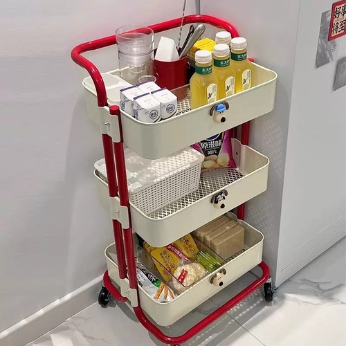 Tray Cart Storage Stand Floor Multi-Layer Adjustable Living Room Kitchen Storage Rack Dorm Snack Storage Cart Wholesale