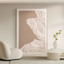 极简风莫兰迪客厅装饰画流动线条沙发背景墙挂画抽象艺术感墙壁画