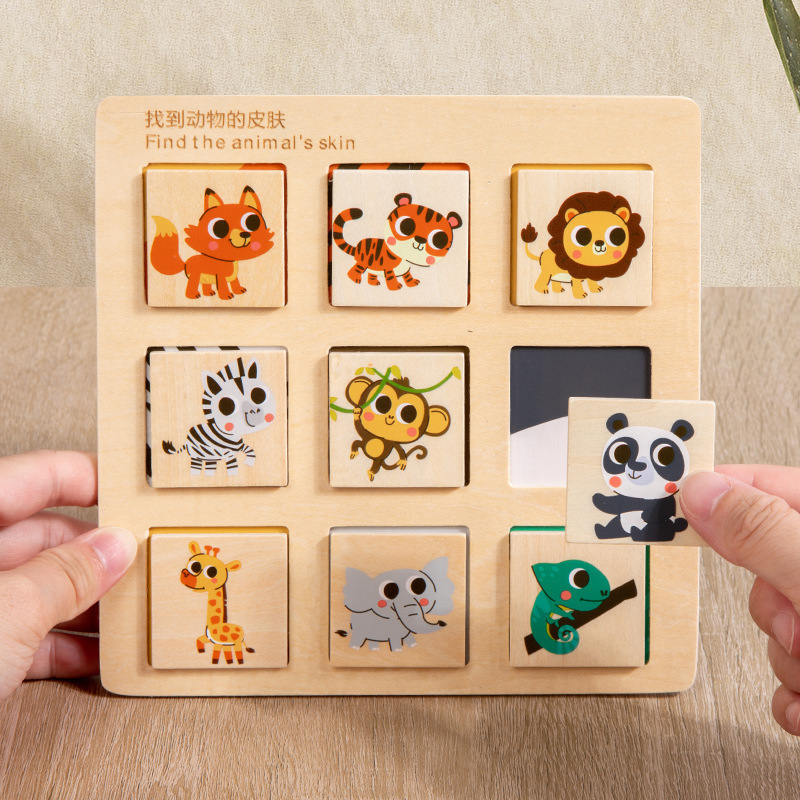 Niños de madera Montessori enseñanza pensamiento lógico rompecabezas a juego tablero fruta cognición animal kindergarten juguetes educativos