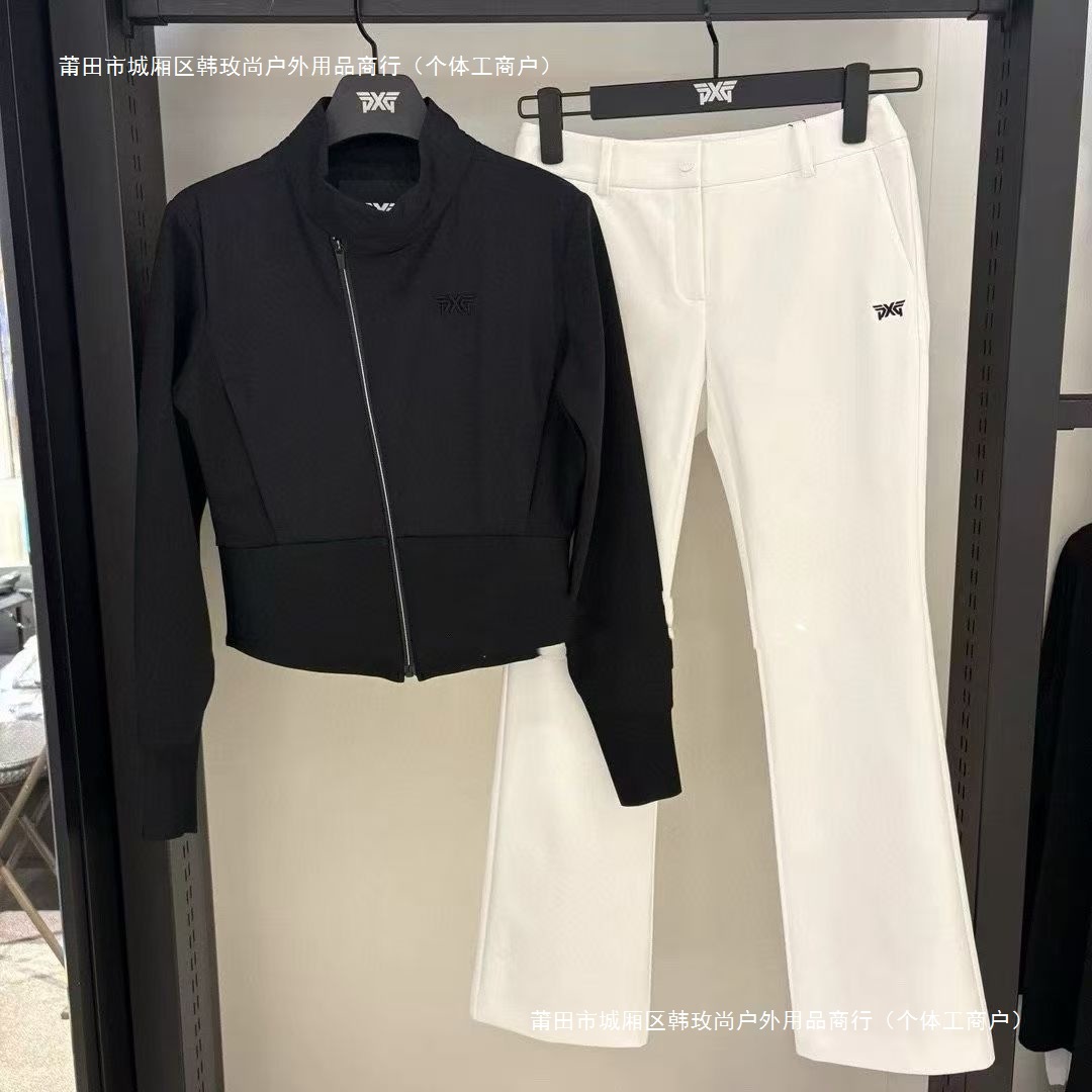 Golf Clothing Women's New Autumn and Winter Stand-Up Collar Zipper Warm Jacket Slimming Waist Short Jacket Top