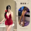 Red+black open crotch socks