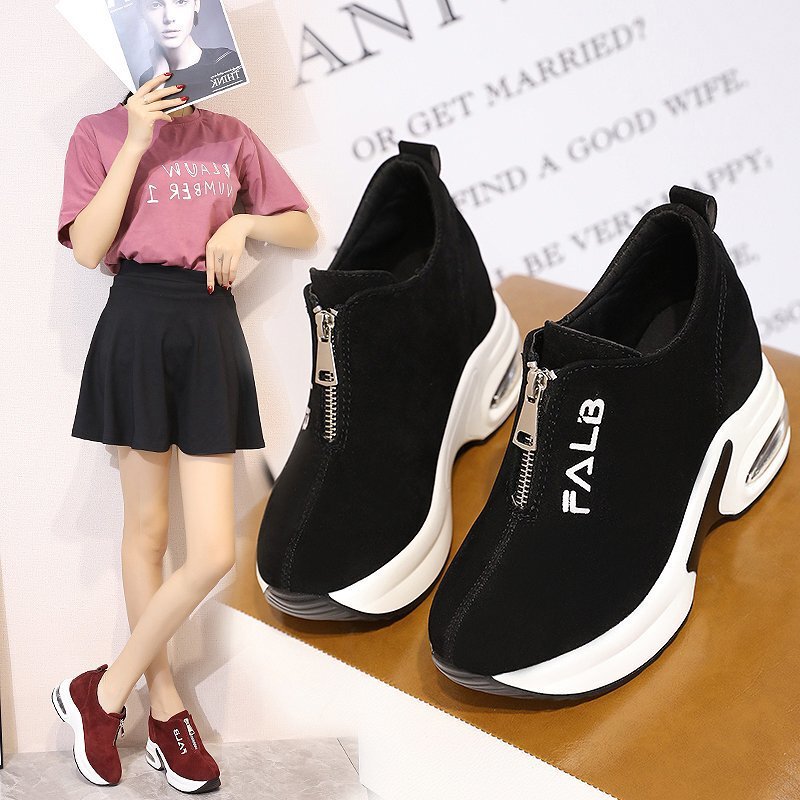 Cross-border thick-soled muffin fashion Sports women's shoes 2023 spring Europe and the United States new high-rise shoes casual suede shoes