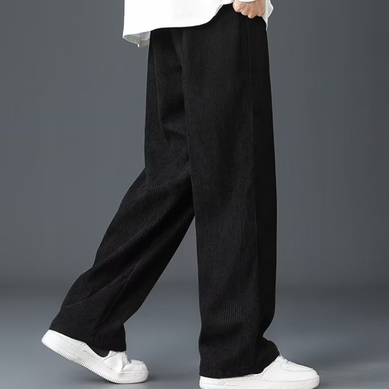 燈芯絨直筒褲男士秋冬季潮寬鬆衛褲百搭休閒運動闊腿褲男生長褲