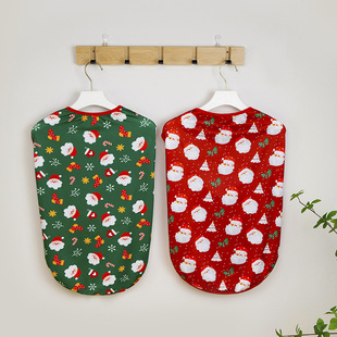 25 Cross-Border Christmas Pet Clothing Thin Dog Clothes Christmas Vest Elderly Elk Christmas Party Pet Clothes