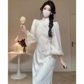 （高质量）新中式国风改良旗袍裙高级感气质超修身包臀连衣裙秋冬