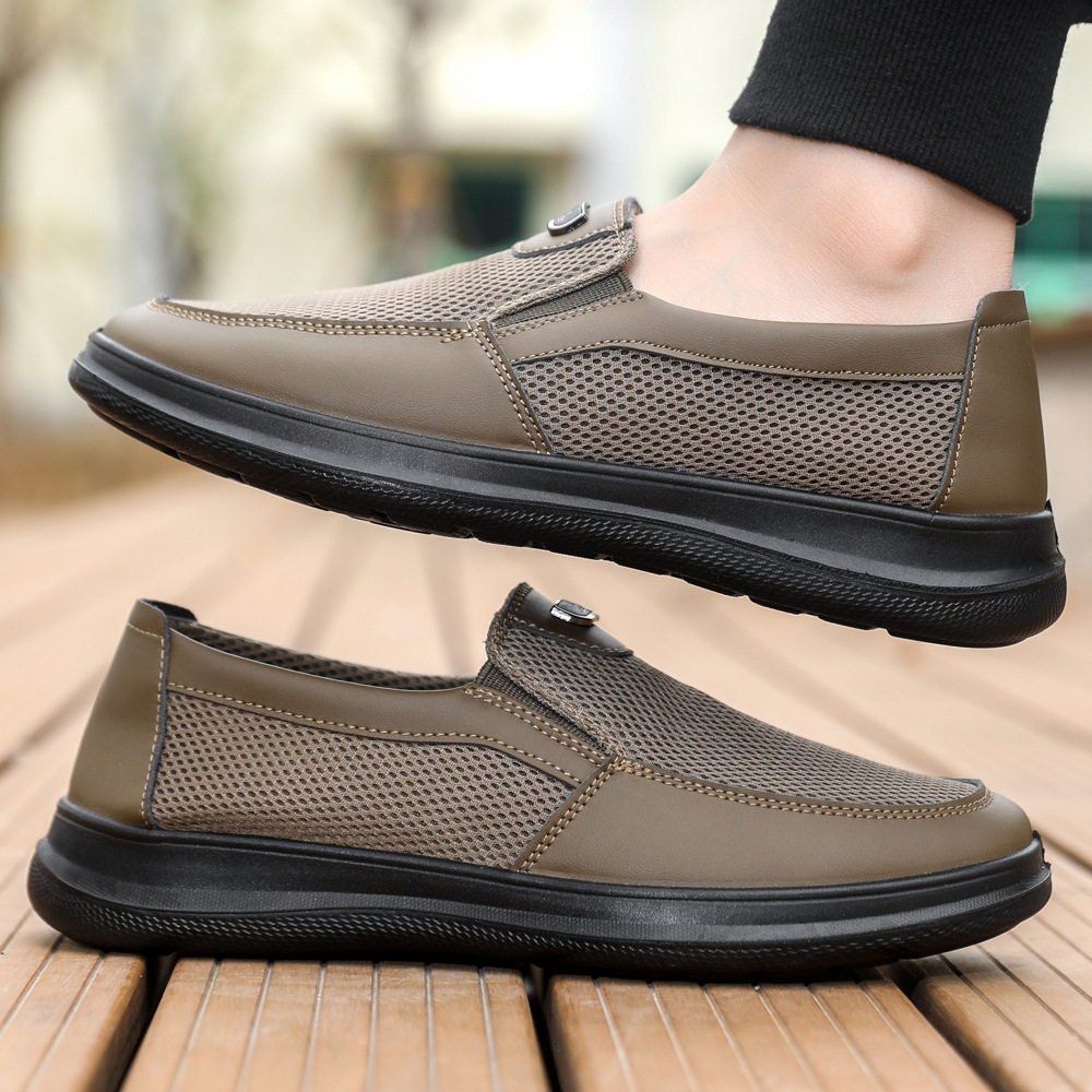 Zapatos casuales de verano nuevos zapatos de poliuretano con suela de malla transpirable para hombres, zapatos de mediana edad cómodos ligeros para padres image 4