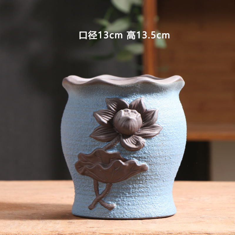 Azul burbuja esmalte maceta de cerámica carne especial balcón casero cerámica gruesa cerámica especial maceta de cerámica al por mayor