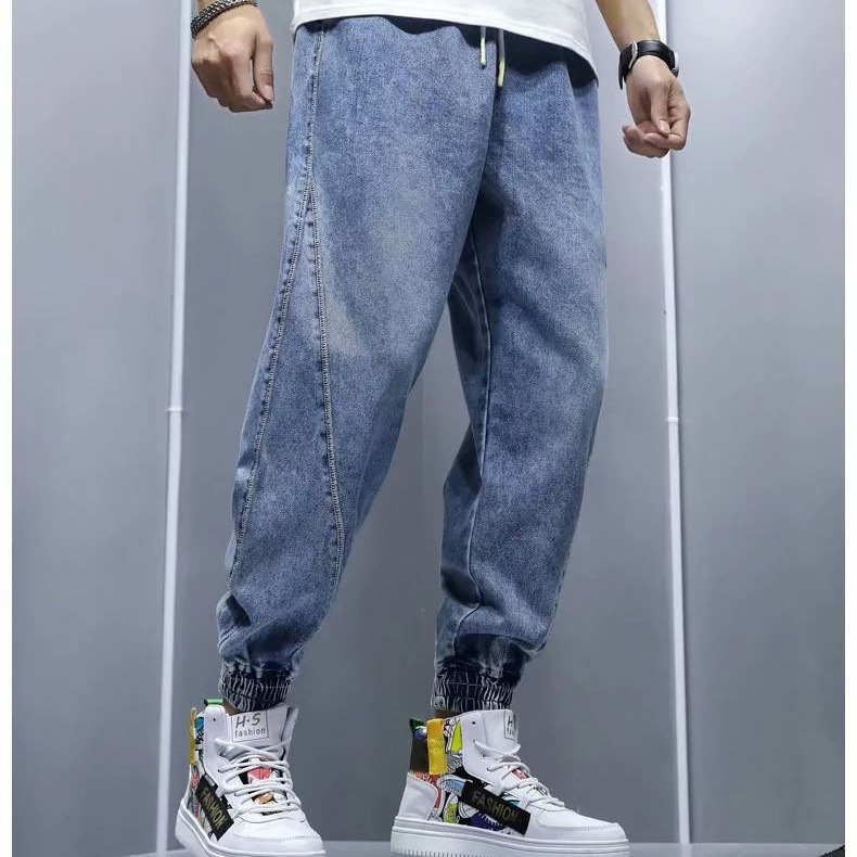 2023 Spring Autumn New Trendy Men's Jeans Drawstring Plus Size Loose Retro Harem Pants_voghion.com