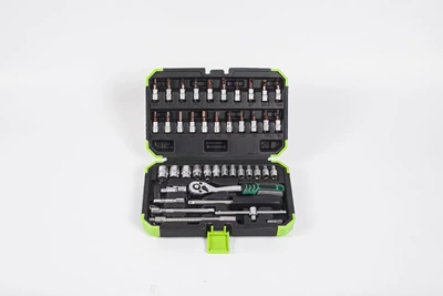 Pearl Nickel 72-Tooth Quick Ratchet Wrench Socket Set 1/2 Complete Set with Hot Wrench S2 Bit Multifunctional Socket (Mühərrik tənzimləmə alətləri) - pearl-nickel-72-tooth-small-box-46pc