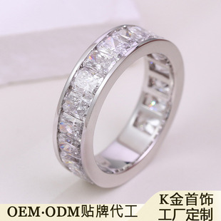 Radiant Moissanite Ring 10K Gold Row Ring Cvd Accessible Luxury High-End Diamond Ring Wholesale Custom Jewelry Factory