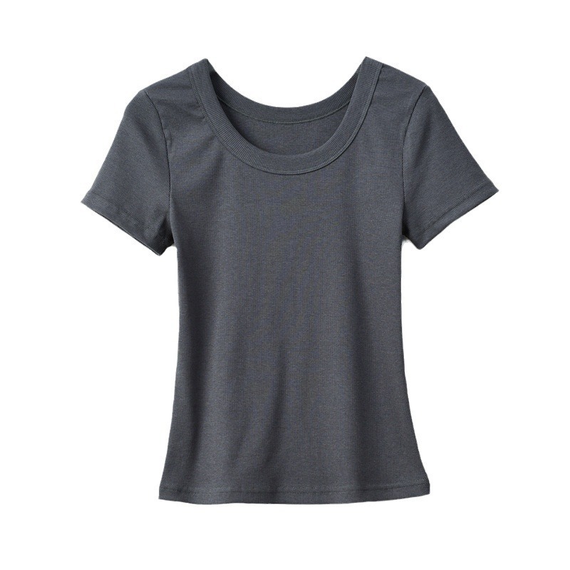 夏綿糸右肩半袖TシャツレディーススリムフィットレディースTシャツショート薄手スタイル年齢軽減トップ|undefined