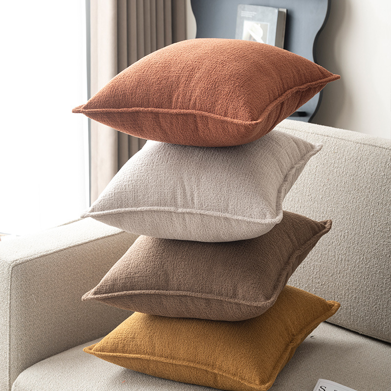 Sofá de tela de lino de nieve de color puro funda de cojín de almohada sala de estar soporte lumbar cabecera de cama cojín trasero grande funda de almohada sin núcleo