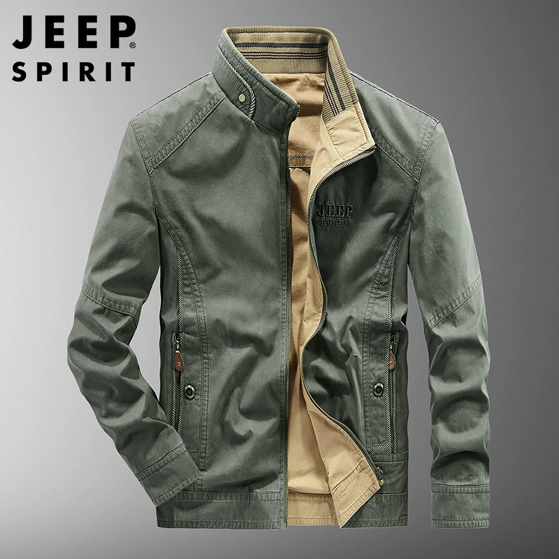 Мужская куртка JEEP SPIRIT оптом, весенне-осенняя мужская Двусторонняя одежда, мужская куртка с воротником-стойкой, пальто 0660
