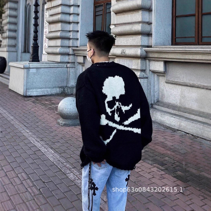 High-Quality Mastermind Japan Mmj High Street Dark Destruction Style Heavy Knitted Skull Sweater