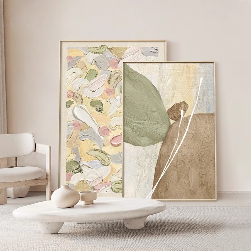 Modern Minimalist Cream Style Entrance Decoration Painting Stone Comes Into Operation Restaurant Decoration Painting Living Room Sofa Background Wall Hanging Painting