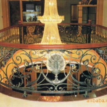 欧式锻造别墅铁艺防护围栏  酒店仿铜室内装饰铁艺工程楼梯防护栏