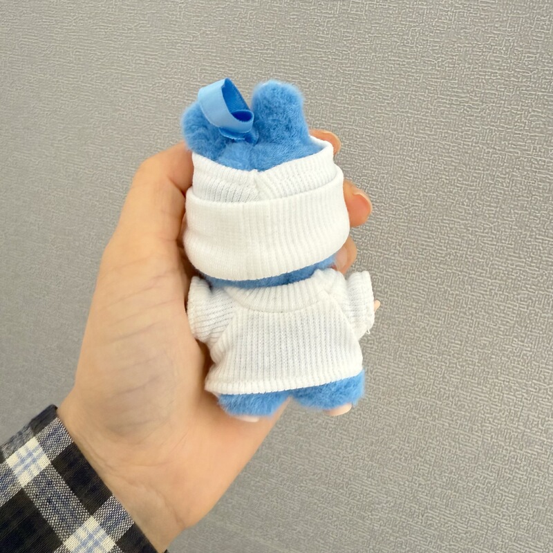 LABUBU4.0心底密码搪胶毛绒挂件小鼻噶公仔衣服白色弹力衫套装|undefined
