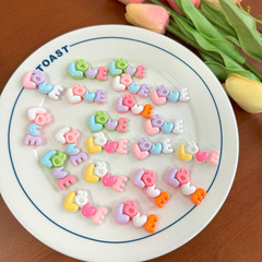 新款馬卡龍亮面LOVE字母樹脂配件diy髮夾飾品材料手機殼水杯貼片