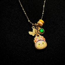 危地马拉天然a货翡翠labubu拉布布DIY项链S925银镶嵌卡通潮流