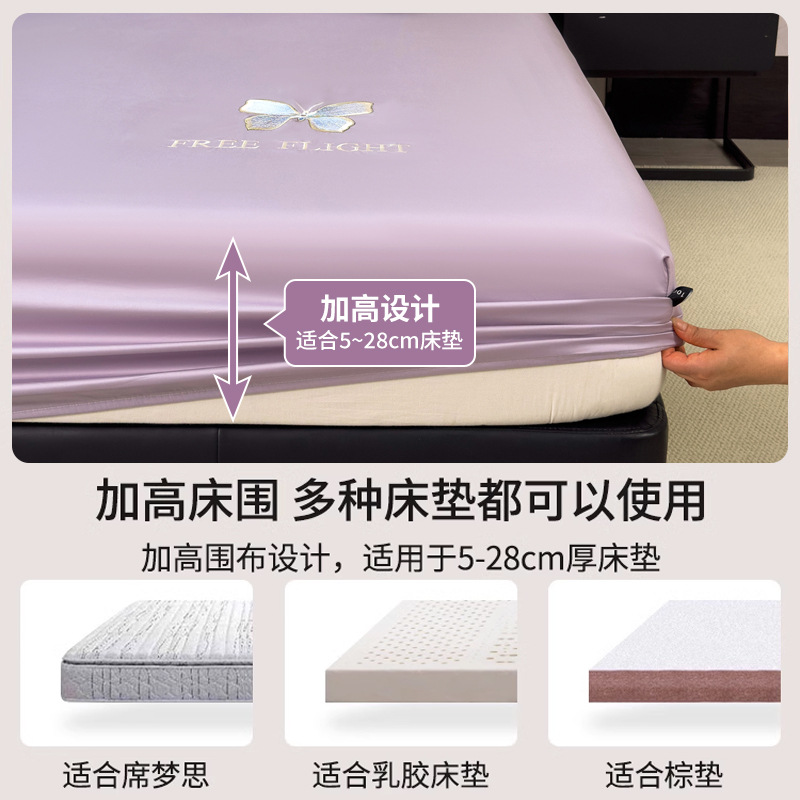 2025 nuevo estilo de lujo ligero de algodón de fibra larga sábana de algodón puro pieza individual 100 juego de cama de algodón cubierta protectora de colchón Simmons