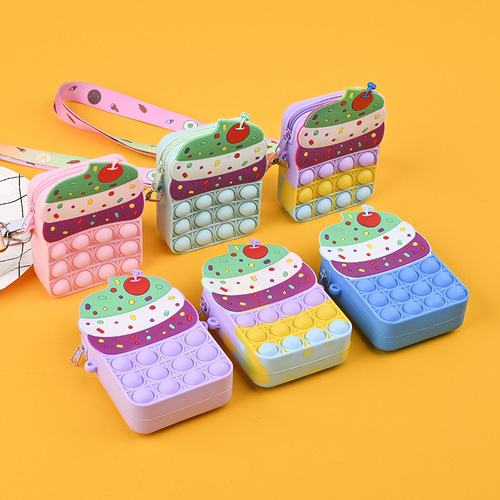 Candy-Colored Summer Cool Ice Cream Style Children's Single Shoulder Cross-Body Silicone Mouse Killing Colored Silicone Wallet