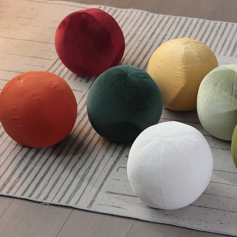 Modern Simple Solid Color Flannel Ball Ball Pillow Model Room Hotel Homestay Soft Sofa Bed Cushion